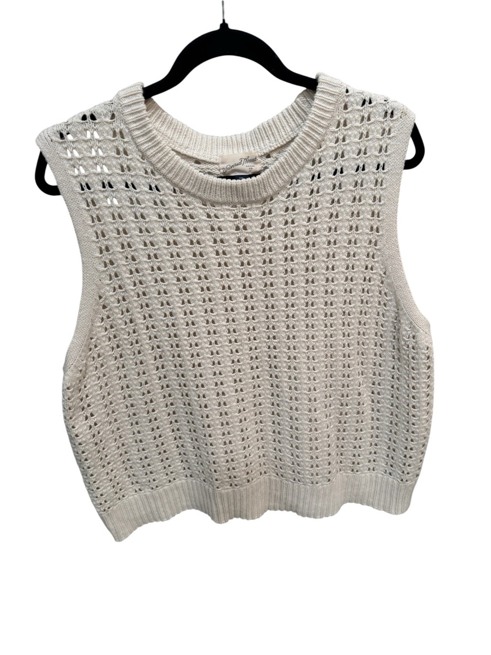 Universal Thread Womens Size XXL Cream Textured Knit Sweater Vest Fisherman